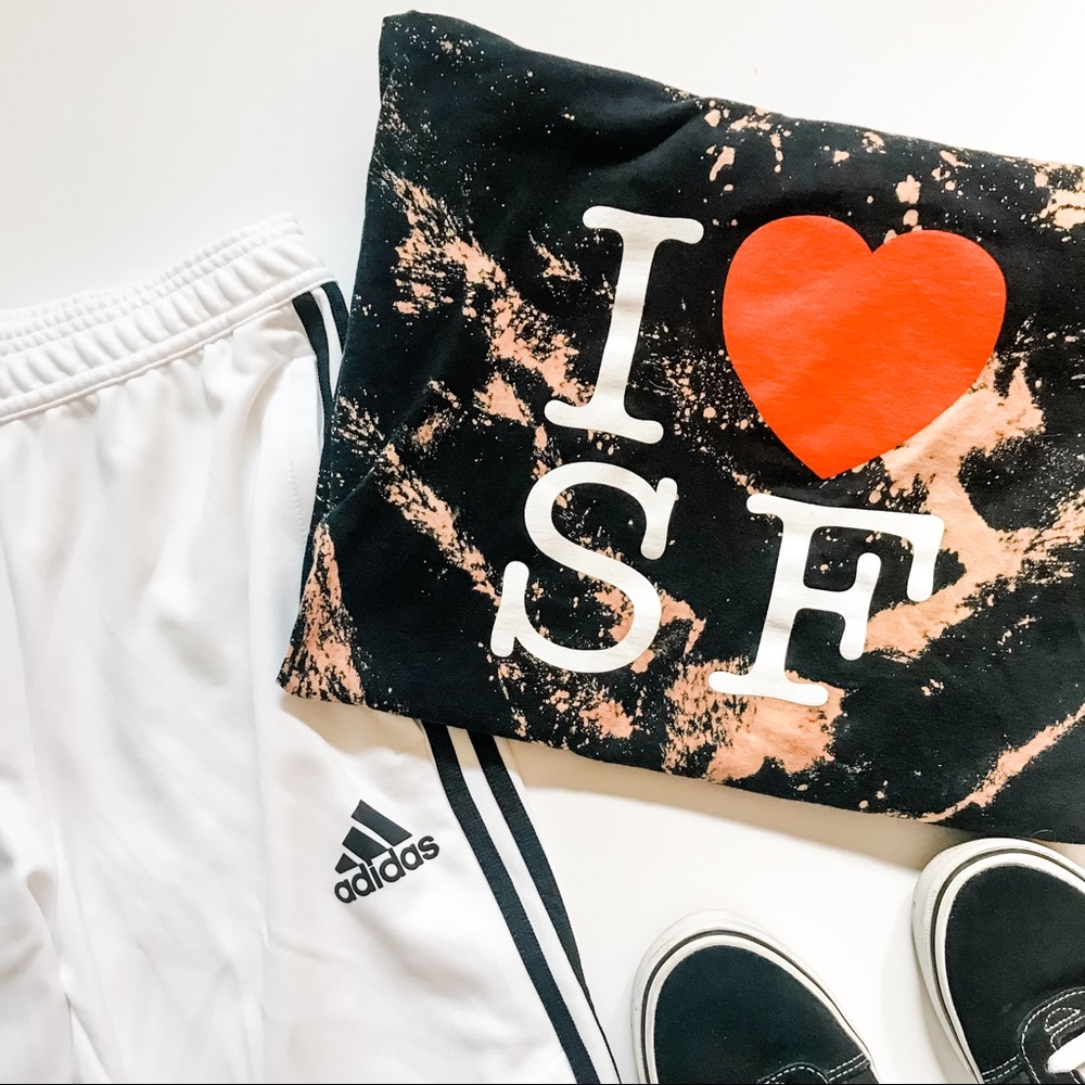 Custom I Love San Francisco Tie Dye Graphic T Shirt. Black & Brown, size Large